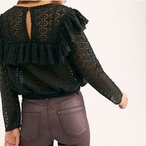 Free People - lace top- Chocolate Brown